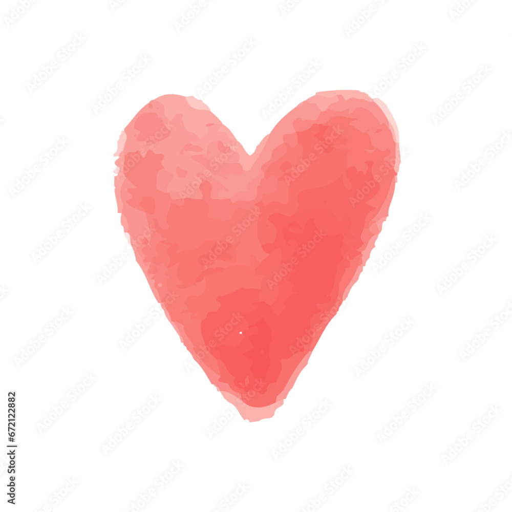 Vector pink watercolor heart vector set, cute love illustration