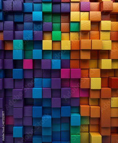 Colorful Wood Brick Wallpaper Vibrant Animation-Style Abstraction with Mesmerizing Colorscapes.