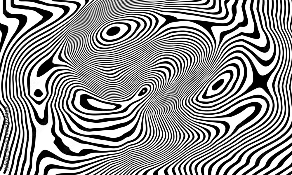 Vector wavy stripes background with curved ripple lines