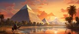 Egyptian pyramids and camel