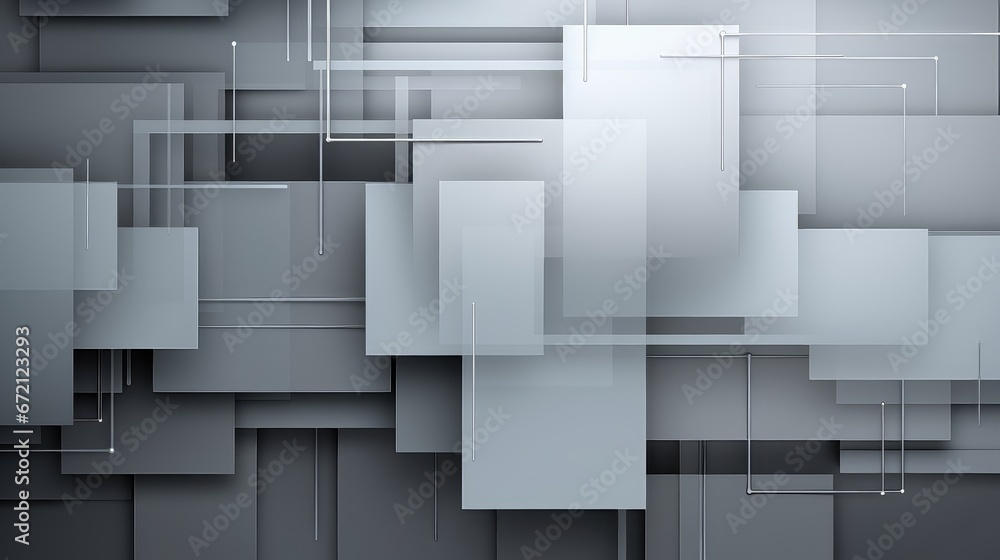 Abstract background made of intersecting rectangles, parallelepipeds, cubes and other geometric shapes with light silver and dark gray lines Abstract background made of intersecting rectangles, parallelepipeds, cubes and other geometric shapes with light silver and dark gray lines