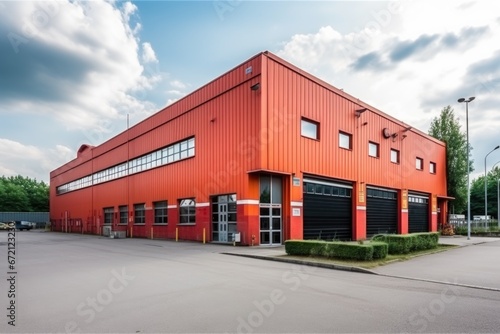 facade of an industrial building and warehouse 
