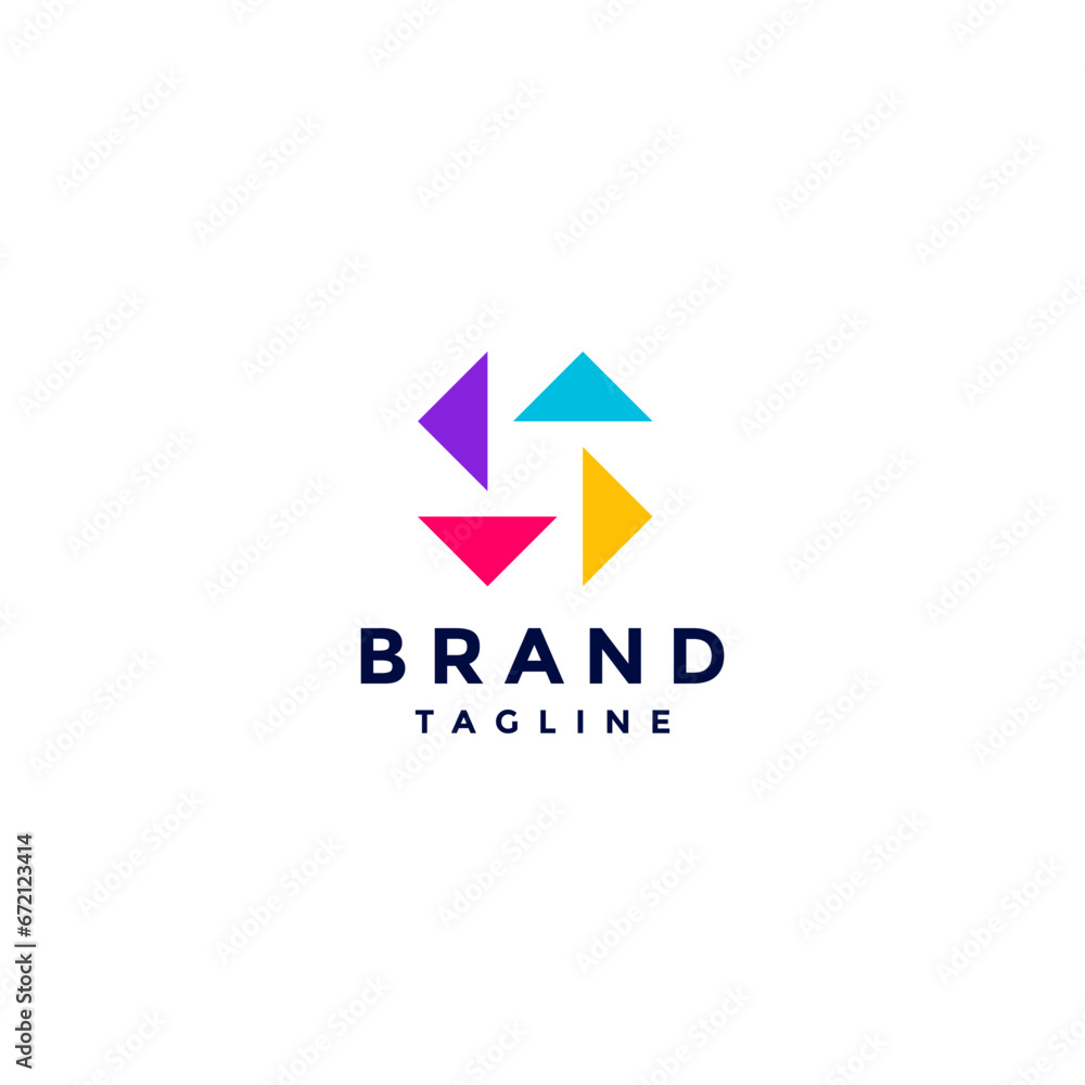 Four Rotating Triangle Logo Design. Four Colorful Triangle Icons Facing Four Different Directions Logo Design. Four Rotating Triangle Logo Design. Four Colorful Triangle Icons Facing Four Different Directions Logo Design.
