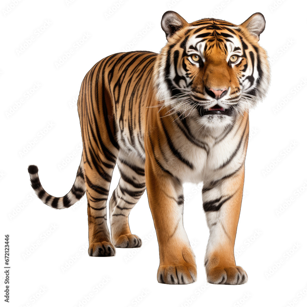 Obraz premium Tiger isolated on transparent background generative ai 