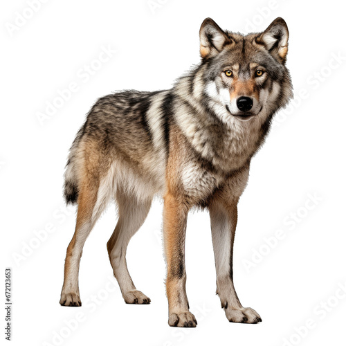 Wolf isolated on transparent background generative ai 