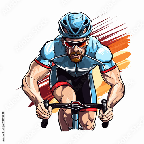 Road cyclist hand-drawn illustration. Cyclist. Vector doodle style cartoon illustration