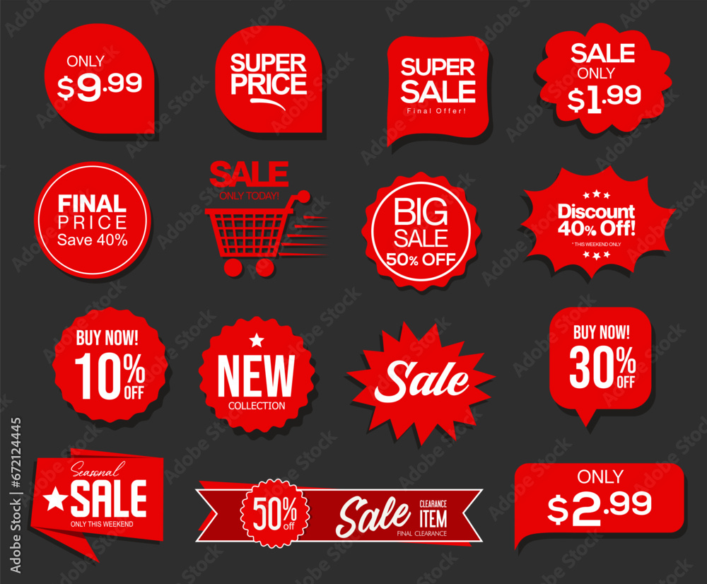 Modern sale banners and labels collection vector illustration 