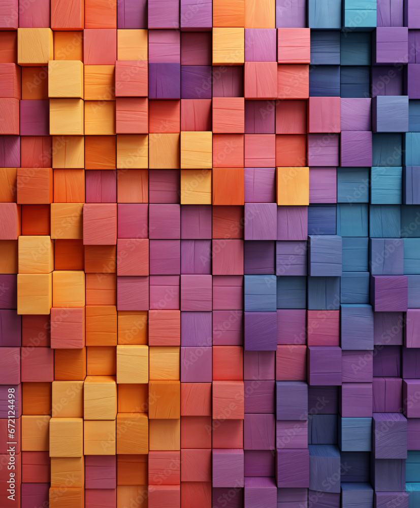 Colorful Wood Brick Wallpaper Vibrant Animation-Style Abstraction with Mesmerizing Colorscapes.