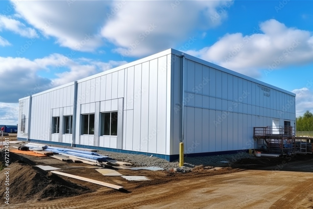 facade of an industrial building and warehouse facade of an industrial building and warehouse