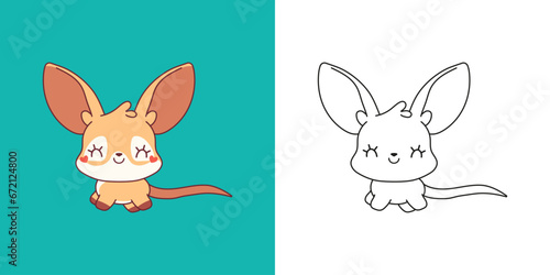 Cartoon Baby Kangaroo Clipart for Coloring Page and Illustration. Clip Art Isolated Baby Marsupial Animal. Cute Vector Illustration of a Kawaii Baby Animal for Prints for Clothes, Stickers