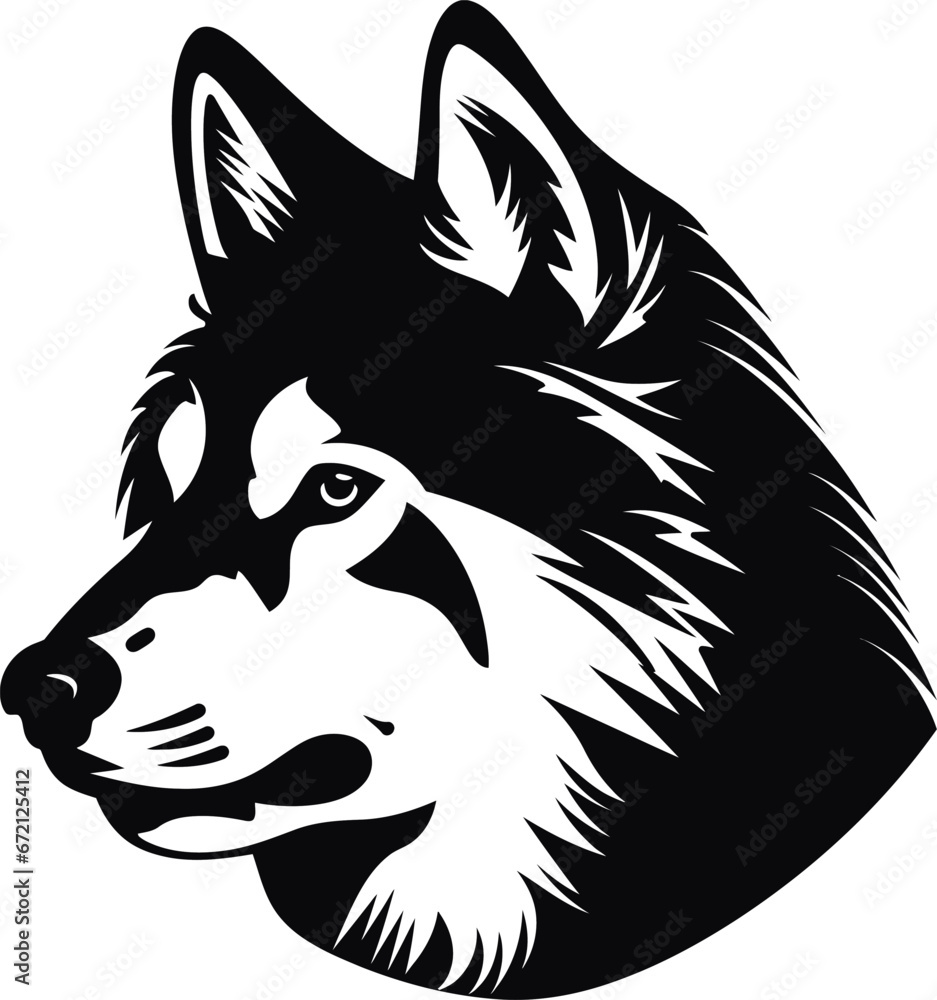 Akita inu silhouette in black color. Laser cutting eps10 vector template or tattoo art.