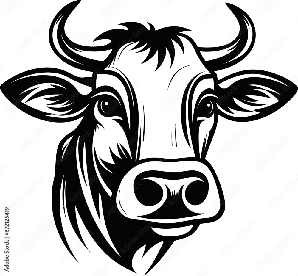 Cow head silhouette in black color. Laser cutting eps10 vector template or logo design. Cow head silhouette in black color. Laser cutting eps10 vector template or logo design.