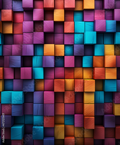 Wood Brick Wallpaper Animated Modular Sculpture with Mesmerizing Abstraction.