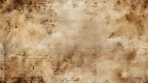 Aged parchment texture with faded calligraphy photo