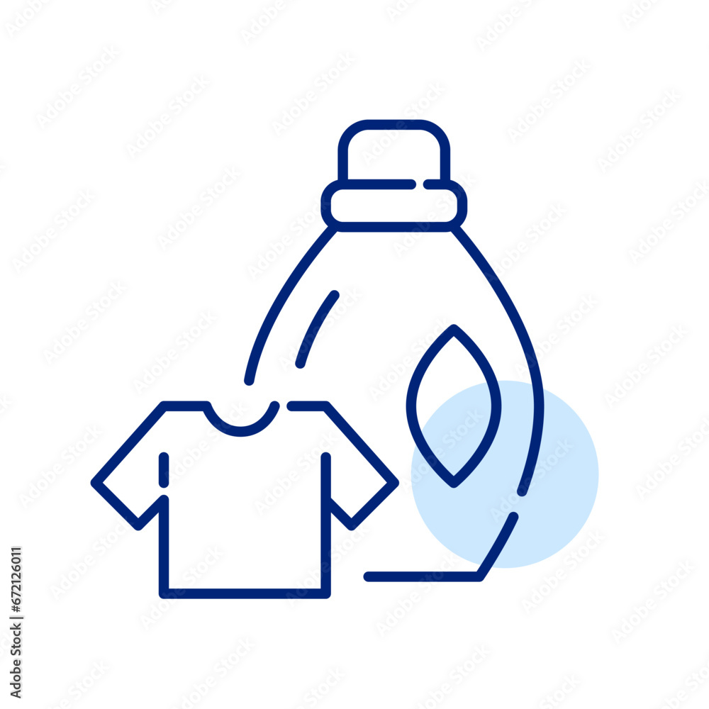 Clean white t shirt and liquid laundry detergent. Pixel perfect, editable stroke icon Clean white t shirt and liquid laundry detergent. Pixel perfect, editable stroke icon