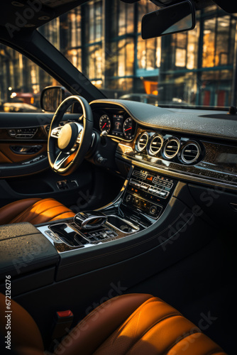 Luxury car interior being meticulously cleaned and detailed, Generative AI © Shooting Star Std