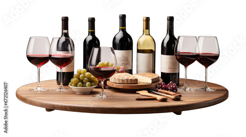 Burgundy Wine Tasting Table Isolated on Transparent or White Background, PNG