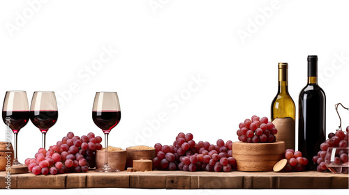 Burgundy Wine Tasting Table Isolated on Transparent or White Background, PNG photo