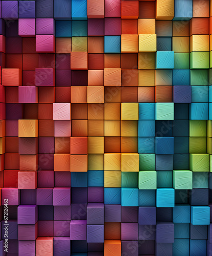 Colorful Wood Brick Wallpaper Vibrant Animation-Style Abstraction with Mesmerizing Colorscapes.