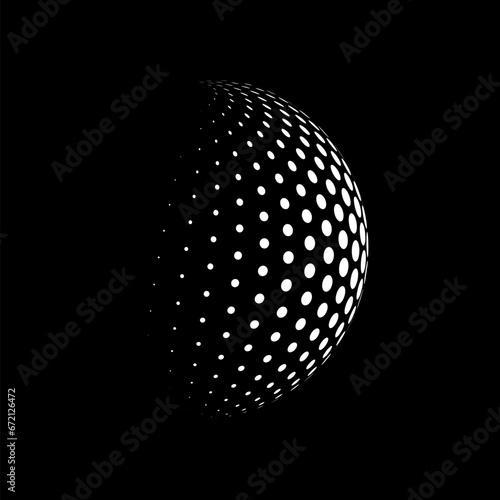Decorative hemisphere with black circles on a white background. Vector 3d graphics.Design elements for advertising flyer, brochure layout, presentation layout, brochure template, book cover. eps 10 © Kateryna
