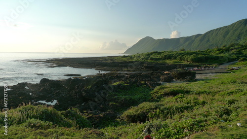 Tranquil Coastal Landscape with Lush Vegetation (Lanyu, Taiwan)