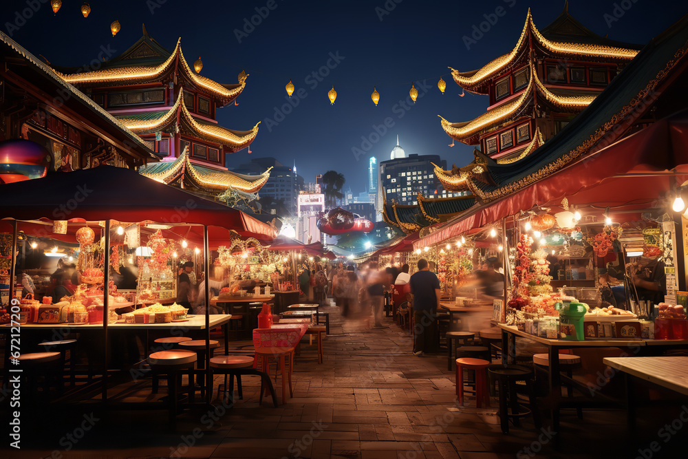 As night engulfs the market, strings of fairy lights create an enchanting glow, highlighting stalls that serve mouthwatering street foods and sweet treats.