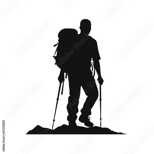 Hiker black icon on white background. Hiker silhouette