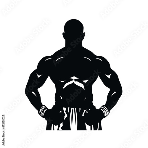MMA fighter black icon on white background. MMA fighter silhouette
