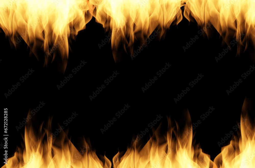 Fire flames on black background Fire flames on black background