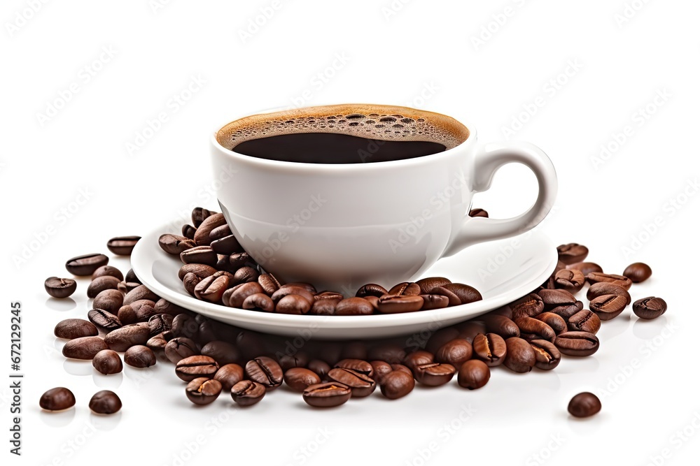 Aromatic journey of espresso and rich coffee aromas on white background isolated. Morning elixir. Showcasing art of essence of caffeine Aromatic journey of espresso and rich coffee aromas on white background isolated. Morning elixir. Showcasing art of essence of caffeine
