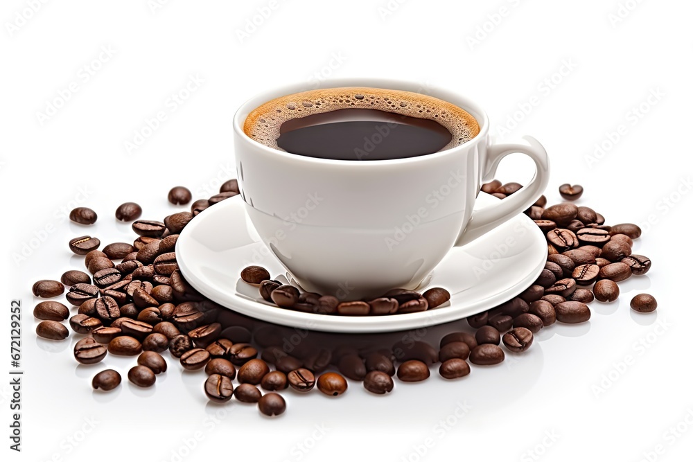 Aromatic journey of espresso and rich coffee aromas on white background isolated. Morning elixir. Showcasing art of essence of caffeine Aromatic journey of espresso and rich coffee aromas on white background isolated. Morning elixir. Showcasing art of essence of caffeine