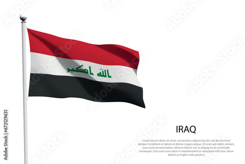 national flag Iraq waving on white background