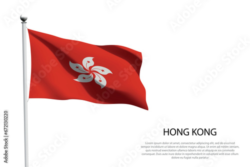 national flag Hong Kong waving on white background