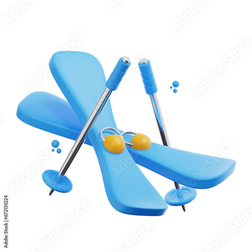 3d rendering winter ski illustration