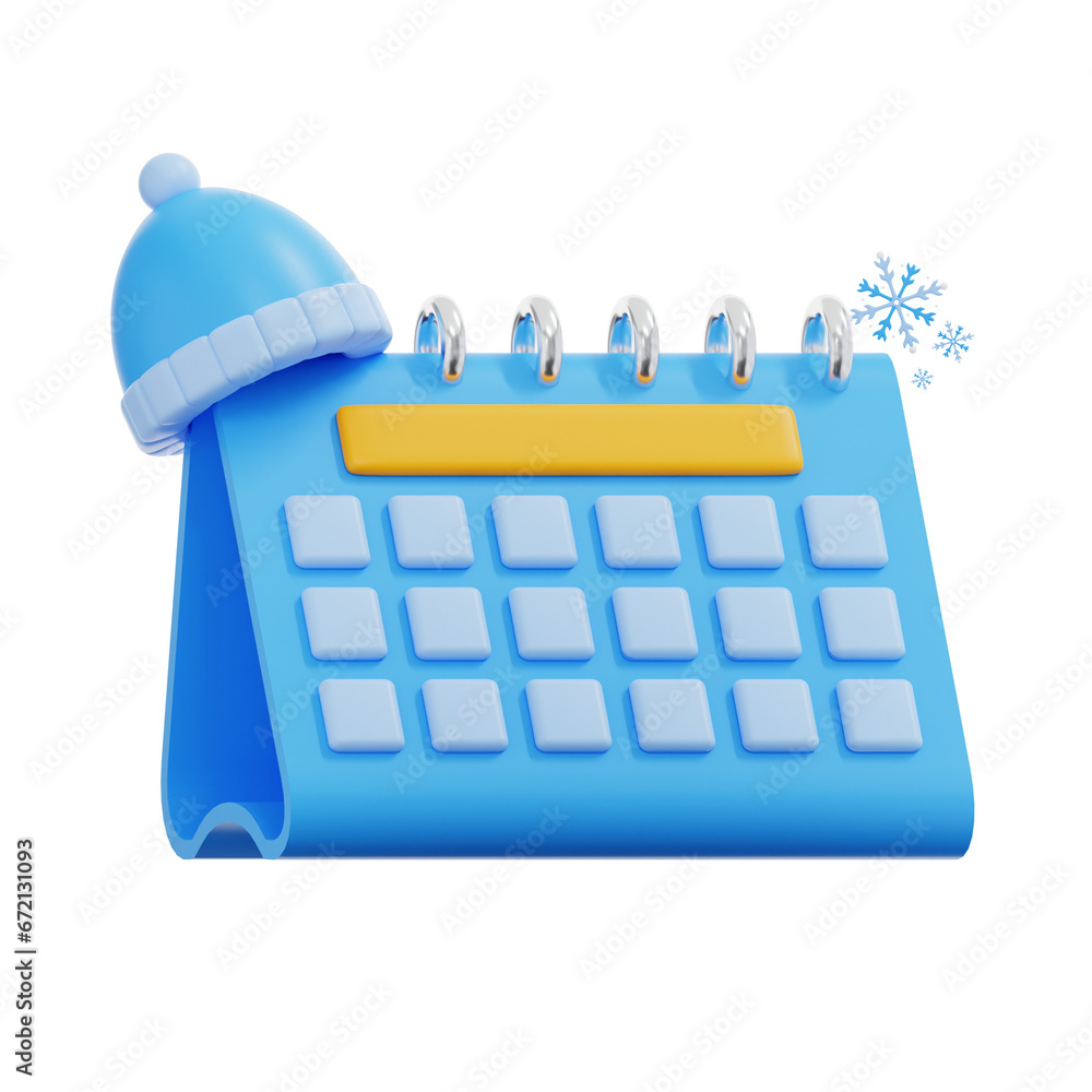 3d rendering winter calender illustration 3d rendering winter calender illustration