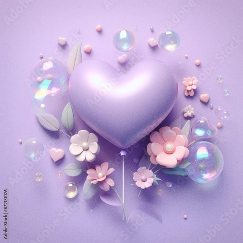 heart shaped flowers in a purple color on  solid background