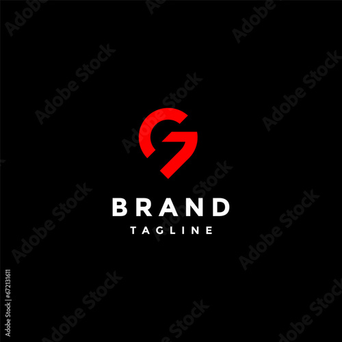 Simple Red G Spot Logo Design. Initial Letter G Shaped Hot Spot Pin Icon Logo Design.