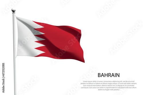 national flag Bahrain waving on white background