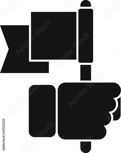 Take flag of realization icon simple vector. Mentor training. Business vision target