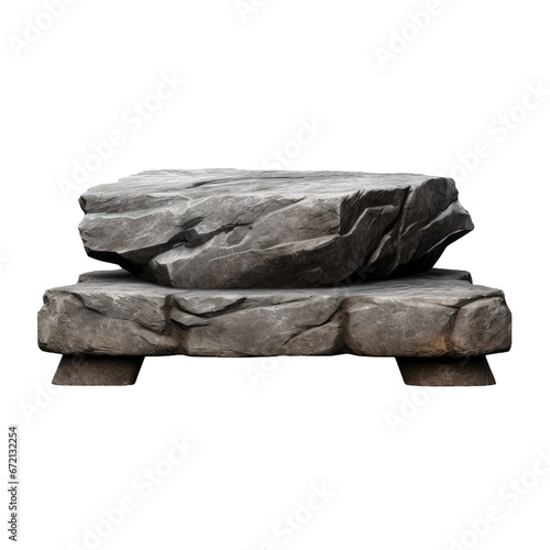 Stone rock podium isolated on transparent or white background