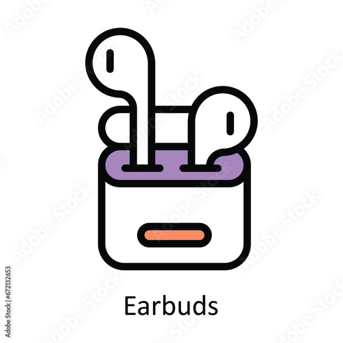 Earbuds vector Filled outline Design illustration. Symbol on White background EPS 10 File