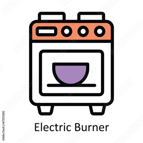 Electric Burner vector Filled outline Design illustration. Symbol on White background EPS 10 File