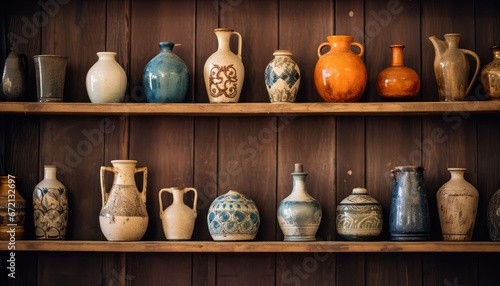 Photo of a Colorful Collection of Vases on a Shelf