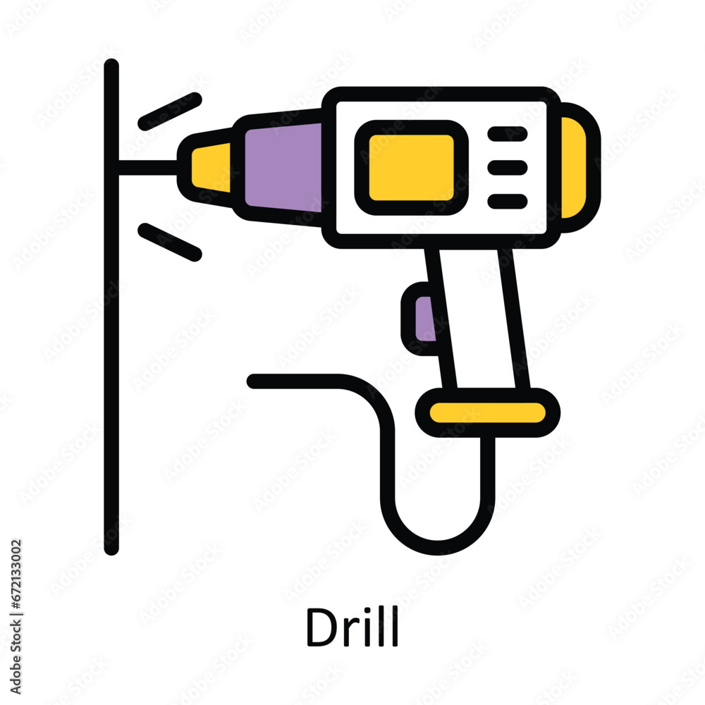 Drill vector Filled outline Design illustration. Symbol on White background EPS 10 File