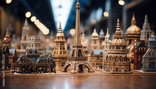 Photo of a Beautiful Handcrafted Wooden Replica of the Iconic Eiffel Tower photo