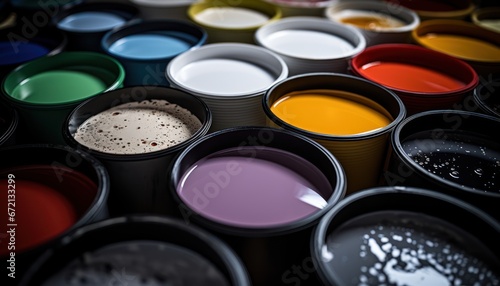 Photo of Close-Up of Vibrant Paint Colors Creating Abstract Art