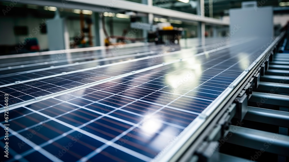 Solar Panels on Assembly Line During Manufacturing Process. Solar Panels on Assembly Line During Manufacturing Process.