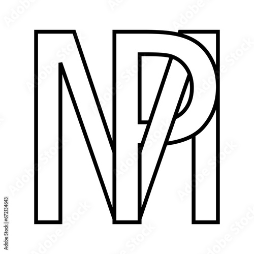 Logo sign mp pm icon double letters logotype m p