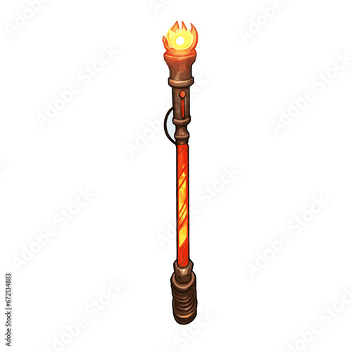 Vector Illustrated Caster Wand and Magical Torch Game Asset 
