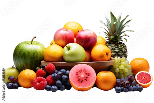 fruits and berries, Illustration AI Generative, transparent or white background, PNG